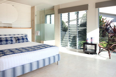 Photo of a contemporary bedroom in Sunshine Coast.