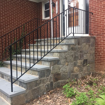 2 Inch Thermal Cut Flagstone Walkway in Silver Spring MD with Iron Railing