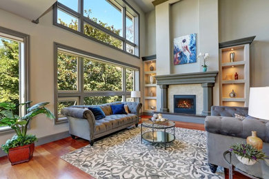 Photo of a transitional family room in Seattle.