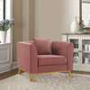 Modern Accent Chair, Comfortable Padded Seat and Armrest, Blush/Gold