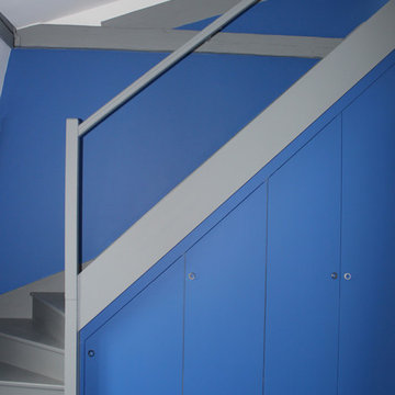 La chambre de Perrine, amatrice du bleu Marjolaine