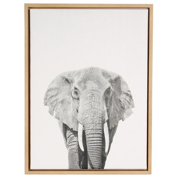 Sylvie Elephant Natural Framed Canvas Wall Art by Simon Te Tai