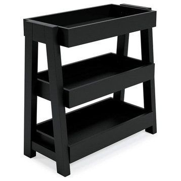Benzara BM248106 Accent Table With 3 Tier Tray Design Shelves, Black