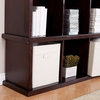 Modern Brown Espresso Stacking Storage Unit 1-Shelf Bookcase with 3 Canvas Bins