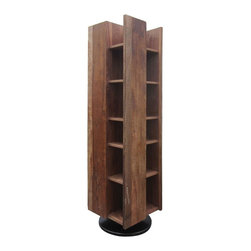 Ruel Reclaimed Wood Revolving Bookcase - Bookcases