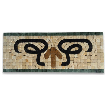 Marble Mosaic Border Listello Tile Polished Swan Beige 4.7x12 Tumbled, 1 piece