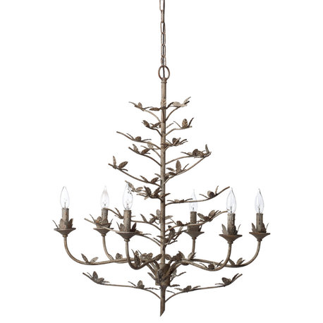 Blooming Iron 6-Light Chandelier, Rust