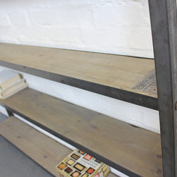 Tom Reclaimed Scaffolding Boards and Dark Steel Framed Free Standing Shelves - Bookcases