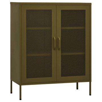 vidaXL Storage Cabinet Olive Green 31.5" Steel Home Side Cabinet Furniture