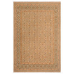 Bareens Designer Rugs - Classic Ziegler Lashawna Tan Green Hand-Knotted Wool Rug - 8'10'' x 10'1'' - Enhance the ambiance of your home with this magnificent Persian-influenced Turkish hand-knotted rug made by skilled artisans capable of creating the most exceptional vegetable dyes and hand-spun wool. This exquisite handmade rug is a one-of-a-kind Peshawar Kafkaz, otherwise identified as Chobi, Chobi Peshawar, Oushak, or Ziegler rug. These handmade rugs are crafted in Pakistan utilizing superior-quality wool imported from Australia, New Zealand, and Korea in two types of weaves: the Persian weave and the Mori weave. This rug is meticulously crafted by hand using the finest natural vegetable dyes extracted from local plants. The artisans use a blend of hand-spun local and fine merino wool, resulting in a rug with a compelling texture, higher lanolin content, and longer staple. The artisans occasionally incorporate natural or artificial silk into the pile to enhance specific motifs. The finished product is an awe-inspiring execution of flawless design and an understated palette that exudes elegance.