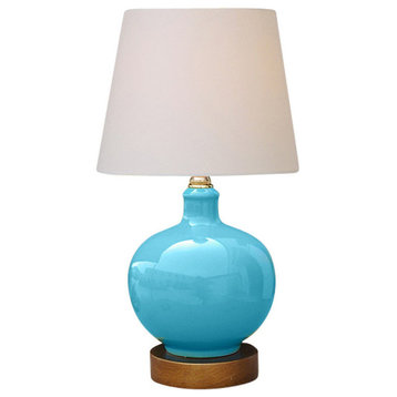 Beautiful Baby Blue Porcelain Vase Table Lamp 13"