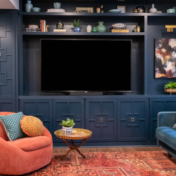 Mid-Century Country Club Inspired Basement Media Room