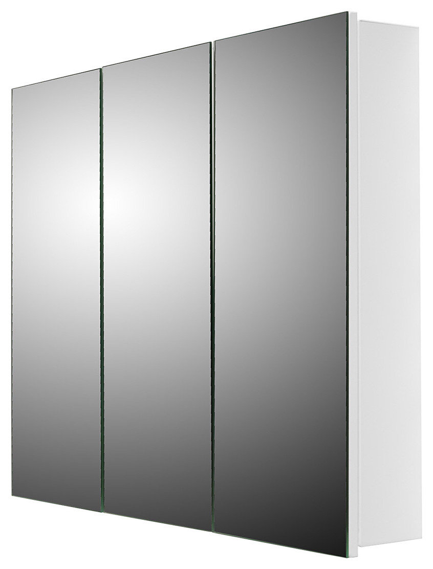 Tri-View Medicine Cabinet, 36"x30", Polished Edge, Surface Mounted