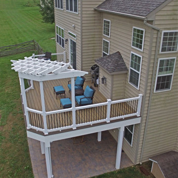 Custom TimberTech Tigerwood Deck with Pergola and Patio in Union Bridge MD
