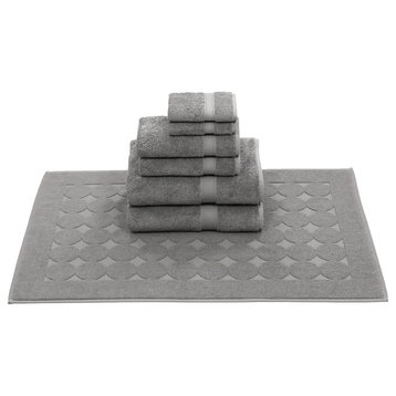 Linum Home Textiles Sinemis Terry 7-Piece Towel Set, Dark Gray