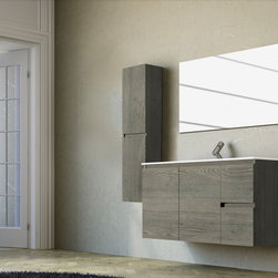 Abella 40 inch Modern Smoky Finish Bathroom Vanity Set - Bathroom Vanities And Sink Consoles