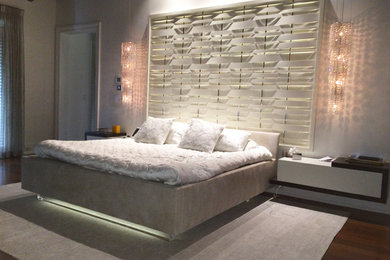 Design ideas for a large contemporary master bedroom in Miami.