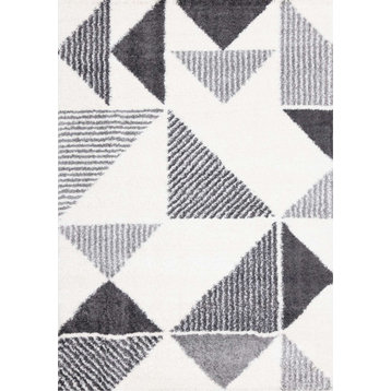 Fairmont Collection White Gray Striped Triangles Rug, 7'10"x10'6"