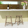 WestinTrends 2PC 24" Outdoor Adirondack Backless Counter Stool Set, Weathered Wood