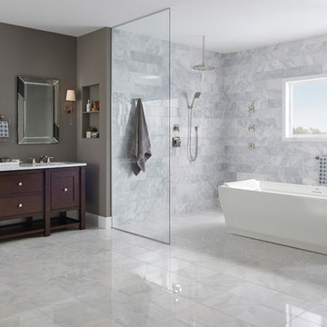 Carrara White 4x12 + Carrara White 12x12 + Carrara White Basketweave