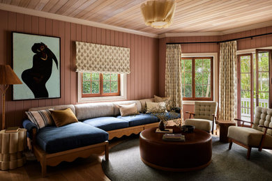 Example of a transitional family room design in San Francisco