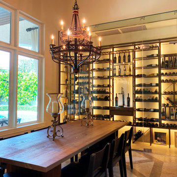 Transitional Rust Metal Wine Room