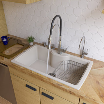 ALFI brand AB3520DI-B Biscuit 35" Drop-In Single Bowl Granite Kitchen Sink
