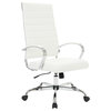 LeisureMod Benmar High-Back Adjustable Leather Office Chair, White