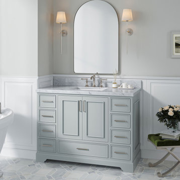 Ariel Stafford 49" Single Rectangle Sink Bathroom Vanity, Grey, 1.5 Carrara Marble