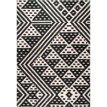 nuLOOM Taya Contemporary Washable Area Rug, Black 4'x6'