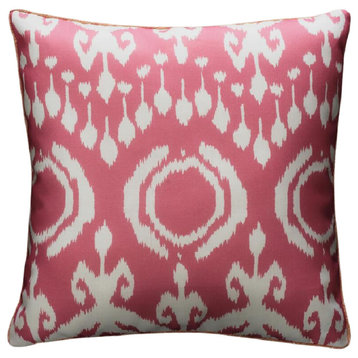 Ikat Print Outdoor Throw Pillow | Andrew Martin Volcano, Pink