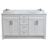 61" Double Sink Vanity, White Finish And White Quartz And Round Sink