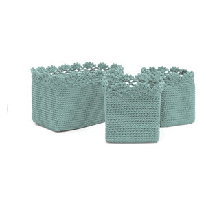 Mode Crochet Bskt Set 3 W Trim Contemporary Baskets By Heritage Lace