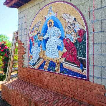 Religious Scene - Marble Mosaic Resurrection - Mesh Backing