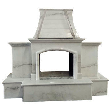 84"x99" Luxury Outdoor Stone Fireplace, Nature Outside Marble, Double Side Unit