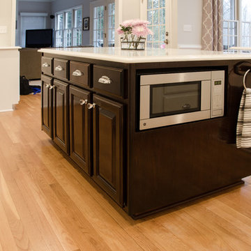 Kitchen total makeover with cabinet refinishing & coffered ceiling