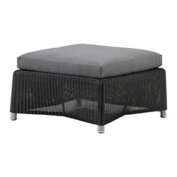 Cane-Line Diamond Footstool Weave Graphite Frame with Grey Tex Cushion - Footstools, Cubes and Ottomans