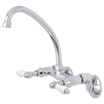 Kingston Brass Two-Handle Wall Mount Kitchen Faucet, Polished Chrome