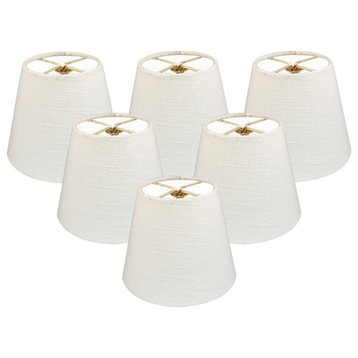 Royal Designs Clip On Chandelier Lamp Shade, Textured Linen White, 6 Inch, Set o