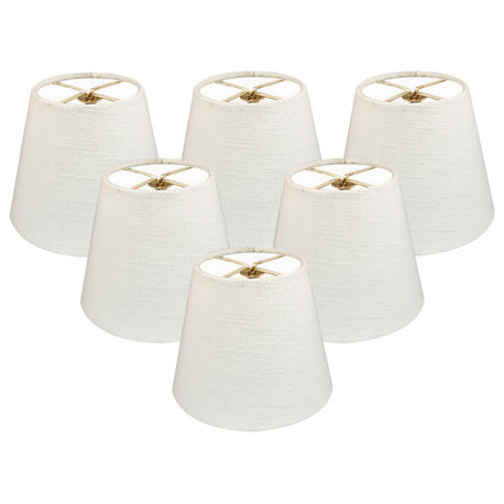 Royal Designs Clip On Chandelier Lamp Shade, Textured Linen White, 6 Inch, Set o