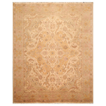 7'9''x9'9'' Hand Knotted Wool NA02 Beige Oriental Area Rug Beige, Gold