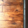 Sliding Barn Door, Horizontal Staggered Plank Barn Door, Metal Trim