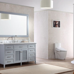 61 inch Cottage Single Sink Bathroom Vanity Set in Grey Finish - Bathroom Vanities And Sink Consoles