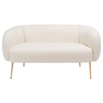 Patricia Poly Blend Loveseat, Ivory/Gold