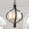 LNC 3-Light Transitional Globe Black Cage and Glass Chandelier 19"H