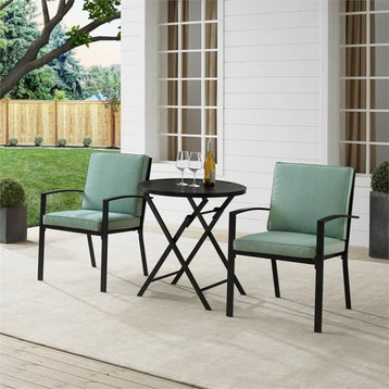 Crosley Furniture Kaplan 3-Piece Fabric Patio Bistro Set in Mist Green/Bronze