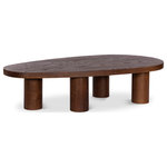 Meridian Furniture - Beekman Coffee Table, Brown - Merge style with durability when you add this brown Beekman coffee table to your room. Crafted from solid oak wood with a sleek brown finish, this table exudes both classic elegance and contemporary charm. The table's oval shape and columnar legs add an art deco slant to its design, so it's a showstopper in your space. Whether you're serving drinks or displaying decor, this table combines form and function effortlessly.