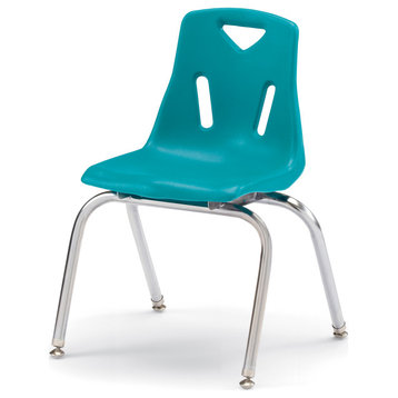 Berries Stacking Chair with Chrome-Plated Legs - 16" Ht - Teal