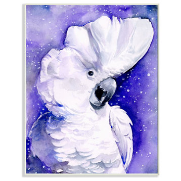 Space Bird Watercolor Animal Purple Painting, 13"x19"