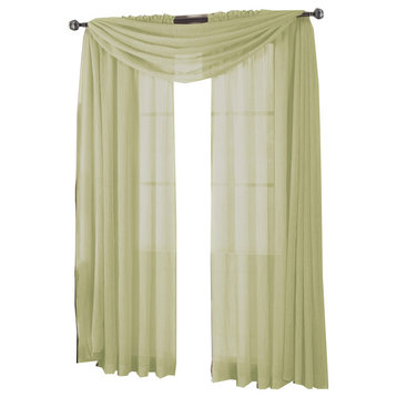 Abri Single Rod Pocket Sheer Curtain Panel, Spring Green, 50"x84"